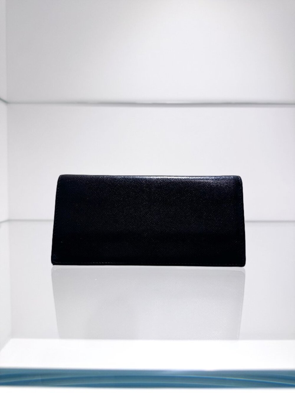 Authentic Prada Saffiano Cuir Leather Black Continental Wallet
